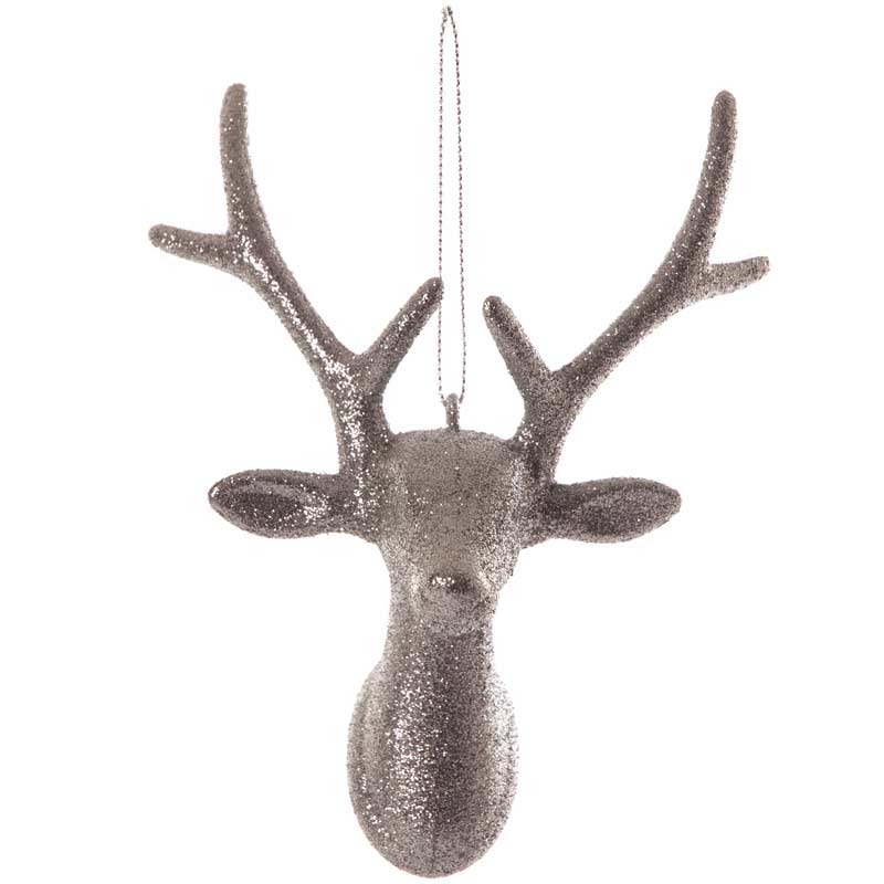 christmas silver glitter reindeer tree decoration 16cm long christmas silver glitter reindeer tree decoration 16cm long