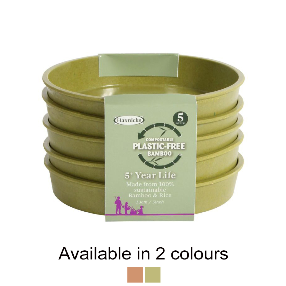 Haxnicks 5 Inch Plastic Free Bamboo Saucer x 5