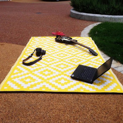 Nirvana Yellow and White Outdoor Rugs