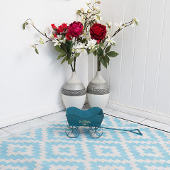 Green Decore Nirvana Picnic Rug - Aqua Sky and White - 120 x 180cm