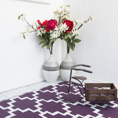 Green Decore Solitude Picnic Rug - Dark Plum and White - 120 x 180cm