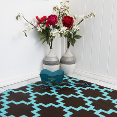 Solitude Chestnut and Aqua Sky Outdoor Rugs