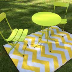 Green Decore Psychedelia Picnic Rug - Yellow and White - 120 x 180cm