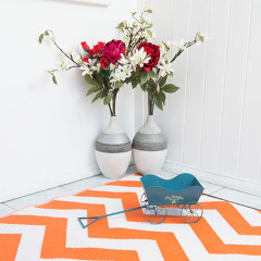 Green Decore Psychedelia Picnic Rug - Orange and White - 120 x 180cm