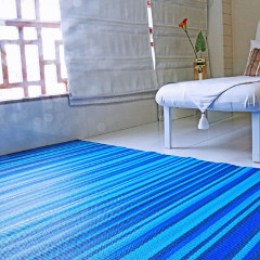 Green Decore Stripes Picnic Rug - Blue - 120 x 180cm