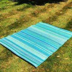 Green Decore Stripes Picnic Rug - Blue and Green - 120 x 180cm