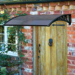 Greenhurst Door Canopy Black Frame - Grey Cover