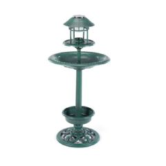 Bird Bath/Feeder with Solar Light and Planter - Verdigris