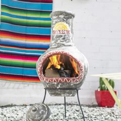 La Hacienda El Sol Clay Chiminea - 95cm Height