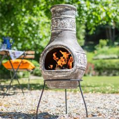 La Hacienda Maple Leaf Clay Chiminea - 85cm Height