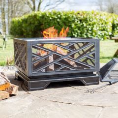 La Hacienda Brooklyn Steel Firepit with Grill - 66cm Diameter