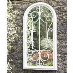 La Hacienda Antique White Scrolled Garden Mirror