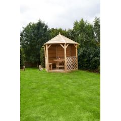 Woodshaw Willoughby Gazebo Closed Side with Furniture