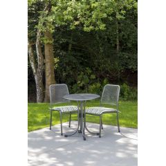 Alexander Rose Portofino 2 Armchair 70cm Circular Bistro Set - Lime Stripe Cushions