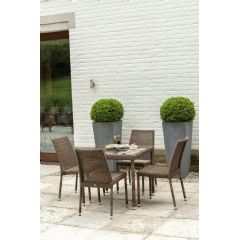 Alexander Rose San Marino Rattan 4 Armchair 80cm Square Dining Set