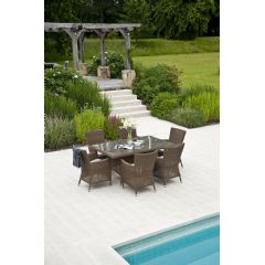 Alexander Rose San Marino Rattan 6 Armchair 160 Rectangular Dining Set