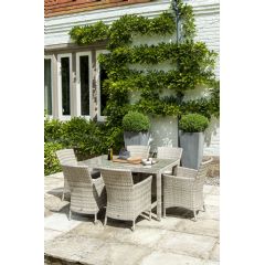 Alexander Rose Ocean Pearl Rattan 6 Armchair 135cm Rectangular Dining Set