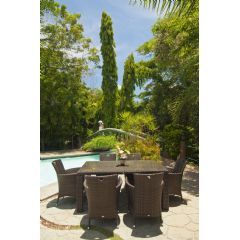 Alexander Rose Ocean Rattan 6 Armchair 170cm Rectangular Dining Set