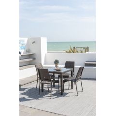Alexander Rose Ocean Rattan 4 Stacking Chairs 81cm Square Dining Set