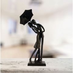 Europa Leisure Umbrella Couple Courting Elur Iron Figurine 21cm