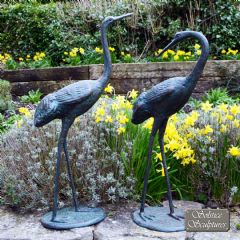 Europa Leisure Cranes Pair Statue - Medium - Dark Verdigris