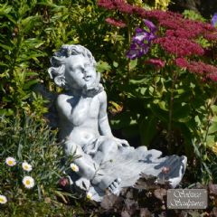 Europa Leisure Cherub on Leaf Garden Ornament