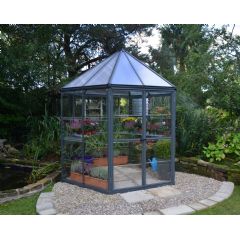 Palram Oasis Hexagonal Greenhouse - Anthracite - W8ft x D8ft - Polycarbonate Glazing