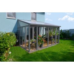 Palram SanRemo Conservatory - Grey - W10ft x D14ft - Polycarbonate Roof/Acrylic Glazing
