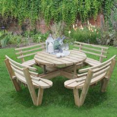 Forest Garden Circular Picnic Table with Seat Backs