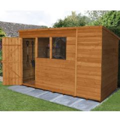 Forest Garden Overlap Dip Treated Pent Shed - W10ft x D6ft