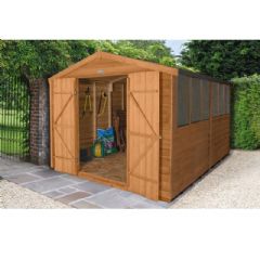 Forest Garden Overlap Dip Treated Double Door Apex Shed - W8ft x D12ft