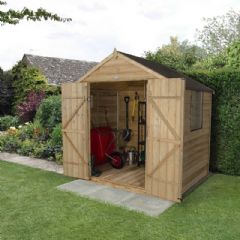 Forest Garden Overlap Pressure Treated Double Door Apex Shed - W5ft x D7ft