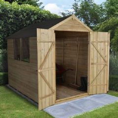 Forest Garden Overlap Pressure Treated Double Door Apex Shed - W6ft x D8ft