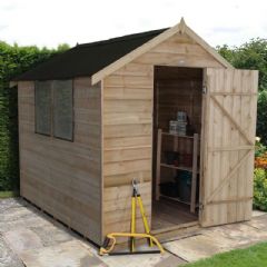 Forest Garden Overlap Pressure Treated Apex Shed - Onduline Roof - W6ft x D8ft