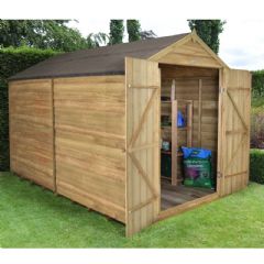 Forest Garden Overlap Pressure Treated Double Door Apex Shed - No Windows - W8ft x D10ft
