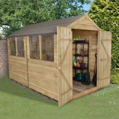 Forest Garden Overlap Pressure Treated Double Door Apex Shed - W8ft x D10ft