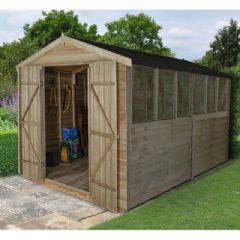 Forest Garden Overlap Pressure Treated Double Door Apex Shed - W8ft x D12ft
