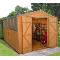 Forest Garden Shiplap Dip Treated Double Door Apex Workshop - W12ft x D8ft
