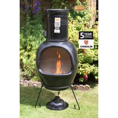 Gardeco Asteria Extra Large Chiminea - Glazed Black