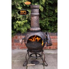 Gardeco Toledo Large Cast Iron Chiminea - Bronze - Grapes Motif