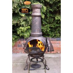 Gardeco Toledo Cast Iron Chimineas - Bronze - Grapes Motif