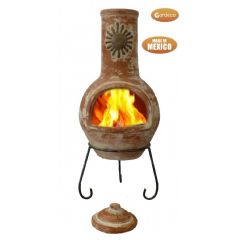 Gardeco Sol Large Mexican Chiminea - Rustic Orange with Sun Design