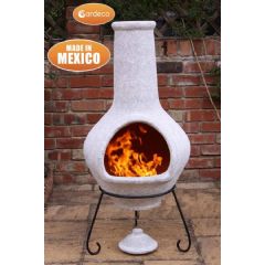 Gardeco Tibor Jumbo Mexican Chiminea Mottled Pale Grey - Height 134cm