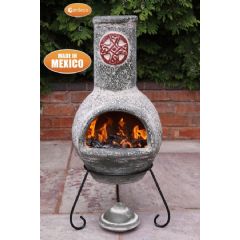 Gardeco Large Mexican Chiminea Cruz - Green with Red Cross Design