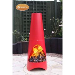 Gardeco Oslo Steel Fireplace - Red - 115cm High