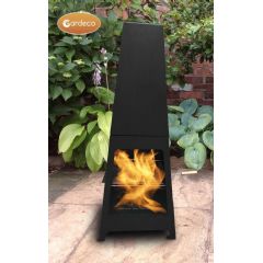 Gardeco Sven Fireplace with BBQ Grill & Rotisserie - Black - Height 115cm