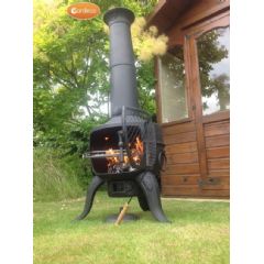 Gardeco Tia Large Chiminea - Black - BBQ Grill