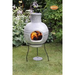 Gardeco Cozumel 2 Part Chiminea - BBQ Grill - Granite