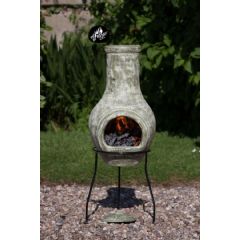 Gardeco Lola Small Clay Chiminea - Pale Green - Height 75cm