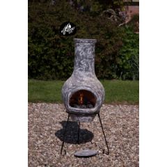 Gardeco Morena Clay Chiminea - Stoney Grey - Height 100cm